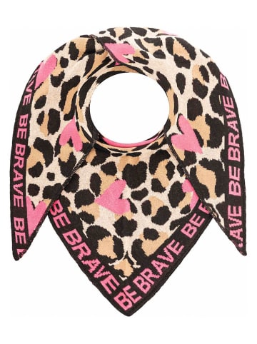 Zwillingsherz Chusta trójkątna "Be Brave" w kolorze beżowym - 200 x 130 cm