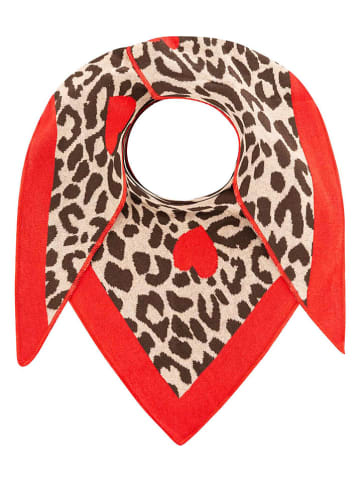 Zwillingsherz Dreieckstuch "Liebes Leo" in Beige/ Rot - (L)200 x (B)130 cm