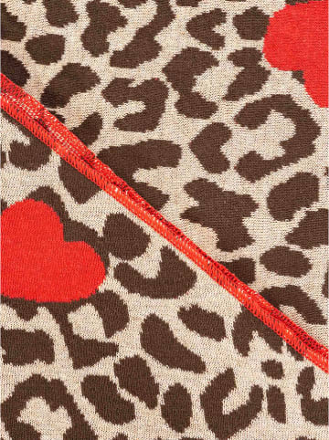 Zwillingsherz Driehoekige sjaal "Liebes Leo" beige/rood - (L)200 x (B)130 cm