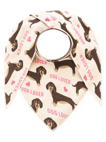 Zwillingsherz Driehoekige sjaal "Dog Lover" crème - (L)200 x (B)130 cm