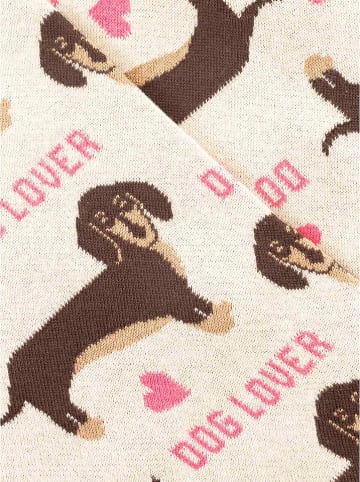 Zwillingsherz Driehoekige sjaal "Dog Lover" crème - (L)200 x (B)130 cm