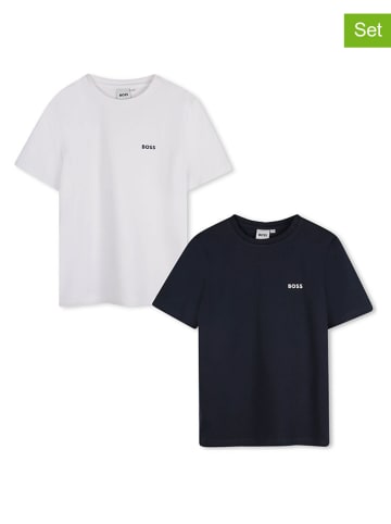 BOSS 2er-Set: Shirts in Dunkelblau/ Weiß