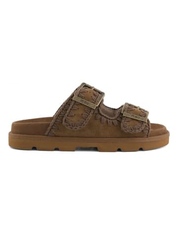 Mou Leren slippers bruin