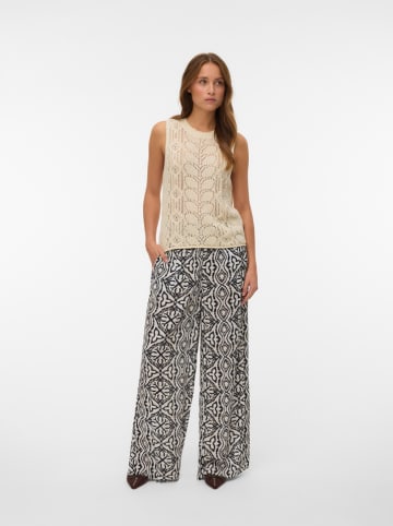 Vero Moda Spodnie w kolorze beżowo-czarnym