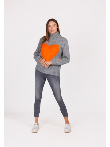 KEY LARGO Rollkragenpullover "Warm" in Grau/ Orange