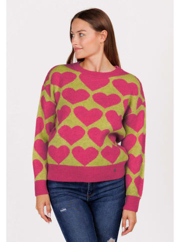 KEY LARGO Pullover "Beat" in Grün/ Pink