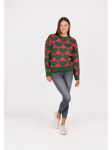 KEY LARGO Pullover "Beat" in Grün/ Pink