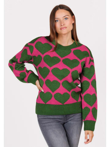 KEY LARGO Pullover "Beat" in Grün/ Pink