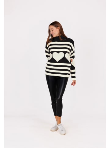 KEY LARGO Pullover "Dear" in Schwarz/ Creme