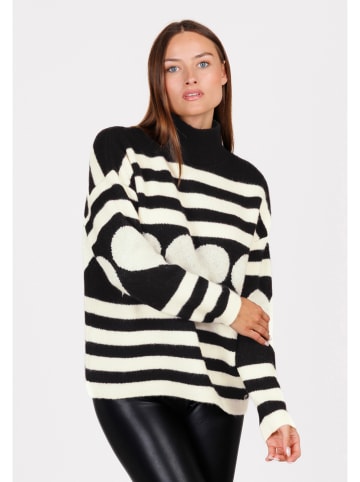 KEY LARGO Pullover "Dear" in Schwarz/ Creme