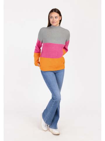 KEY LARGO Pullover "Cindy" in Grau/ Pink/ Orange