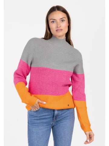 KEY LARGO Pullover "Cindy" in Grau/ Pink/ Orange