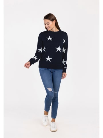KEY LARGO Pullover "Twinkle" in Dunkelblau/ Weiß