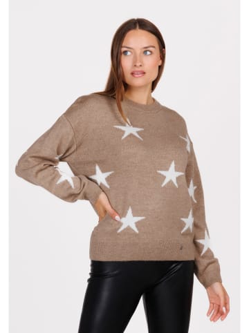 KEY LARGO Pullover "Twinkle" in Beige/ Weiß