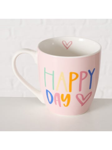 Boltze Kubki jumbo (3 szt.) "Happy" w kolorze jasnoróżowo-biało-żółtym - 400 ml