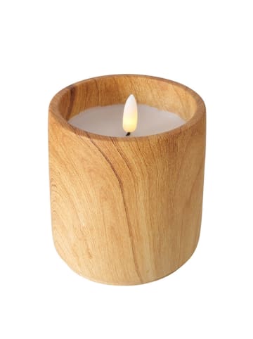 Boltze LED-Kerze "Yuna" in Hellbraun - (H)10,5 x Ø 9 cm