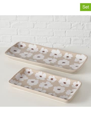 Boltze 2er-Set: Servierplatten "Canea" in Beige/ Weiß