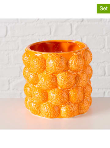 Boltze 2er-Set: Übertöpfe "Orange" in Orange - (H)15 x Ø 17 cm