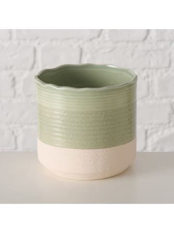 Boltze Übertopf "Marlo" in Grün/ Creme - (H)10,5 x Ø 11 cm