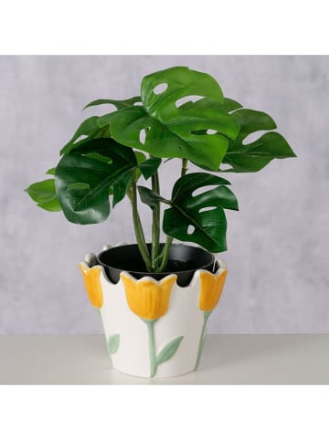 Boltze Übertopf "Lisette" in Weiß/ Gelb - (H)8,5 Ø 11 cm