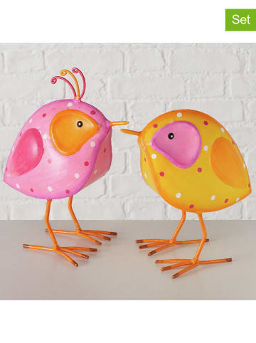 Boltze 2er-Set: Dekofiguren "Annet" in Rosa/ Gelb - (H)24 cm