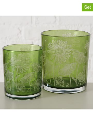 Boltze 2er-Set: Windlichter "Gardo" in Grün