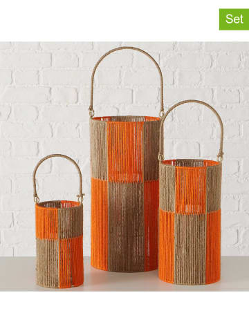 Boltze 3er-Set: Windlichter "Lucien" in Orange/ Beige