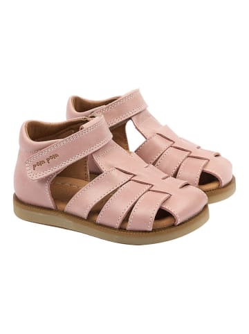 POM POM Skórzane półsandały w kolorze jasnoróżowym