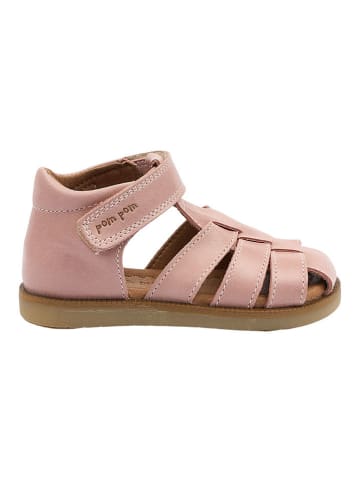 POM POM Leder-Halbsandalen in Rosa