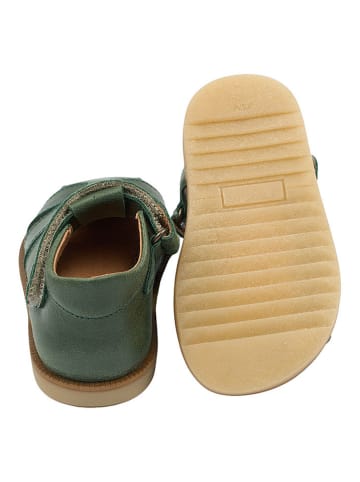 POM POM Leren enkelsandalen groen