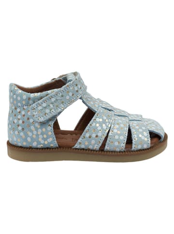 POM POM Leder-Halbsandalen in Hellblau