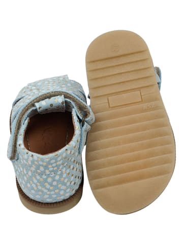 POM POM Leder-Halbsandalen in Hellblau