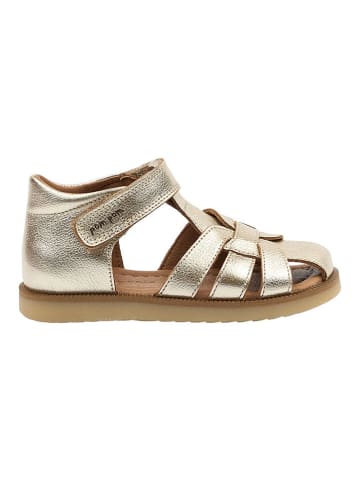 POM POM Leder-Halbsandalen in Gold