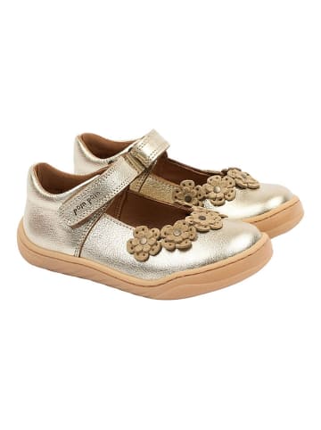 POM POM Leder-Ballerinas in Gold