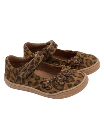 POM POM Leder-Ballerinas in Hellbraun