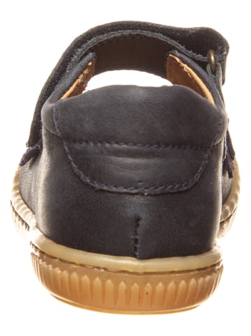 POM POM Leder-Spangenballerinas in Dunkelblau