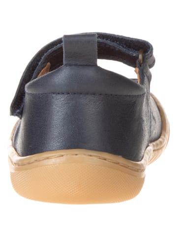 POM POM Leren ballerina's met bandje donkerblauw