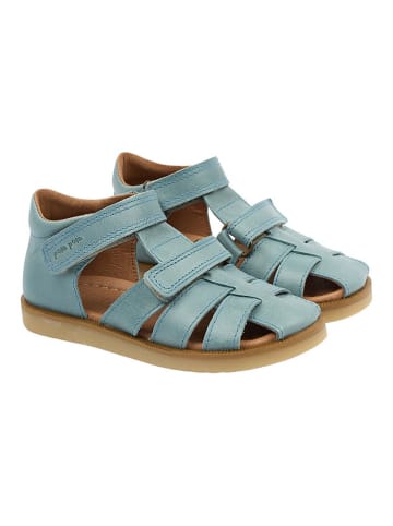 POM POM Skórzane półsandały w kolorze błękitnym