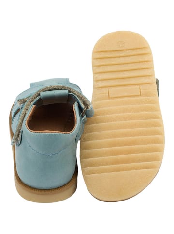 POM POM Leder-Halbsandalen in Hellblau