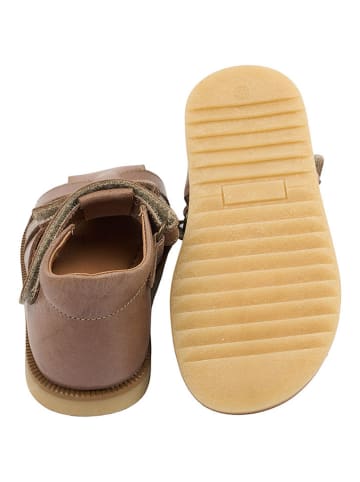 POM POM Leder-Halbsandalen in Hellbraun
