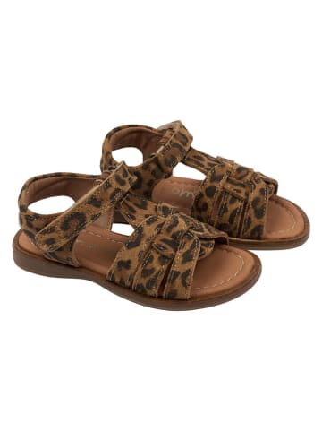 POM POM Leder-Sandalen in Hellbraun