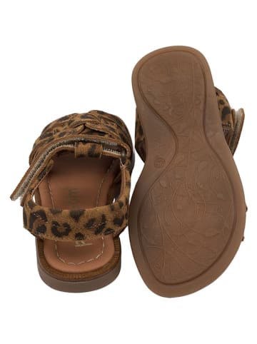 POM POM Leder-Sandalen in Hellbraun