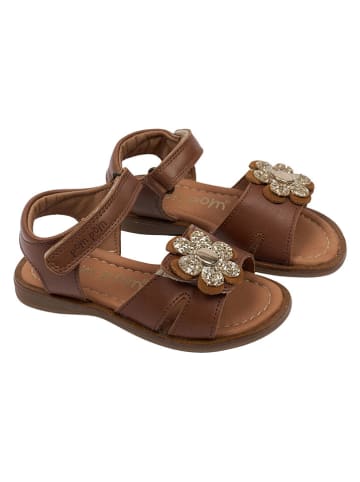 POM POM Leder-Sandalen in Hellbraun
