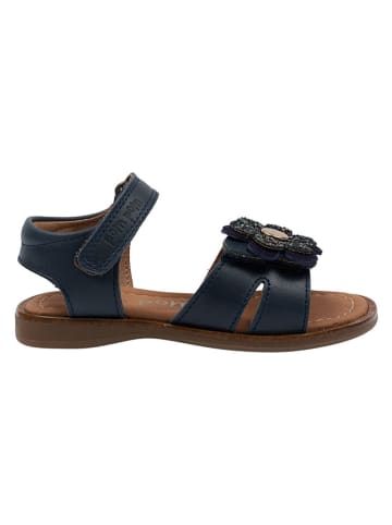 POM POM Leder-Sandalen in Dunkelblau