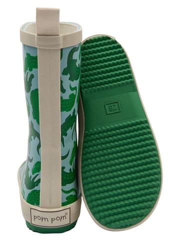 POM POM Rubberlaarzen beige/groen