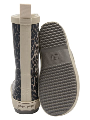 POM POM Gummistiefel in Beige/ Schwarz