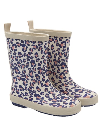 POM POM Gummistiefel in Beige/ Dunkelblau