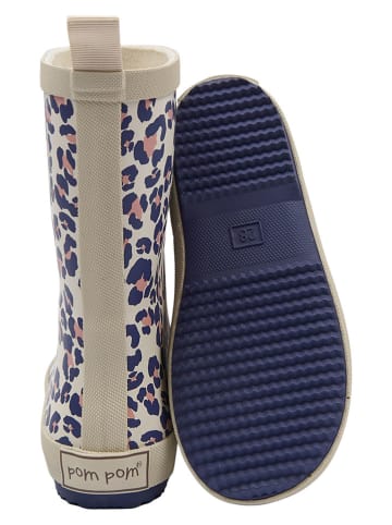 POM POM Rubberlaarzen beige/donkerblauw