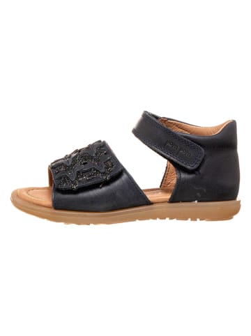 POM POM Skórzane sandały w kolorze granatowym