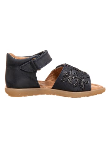POM POM Leder-Sandalen in Dunkelblau